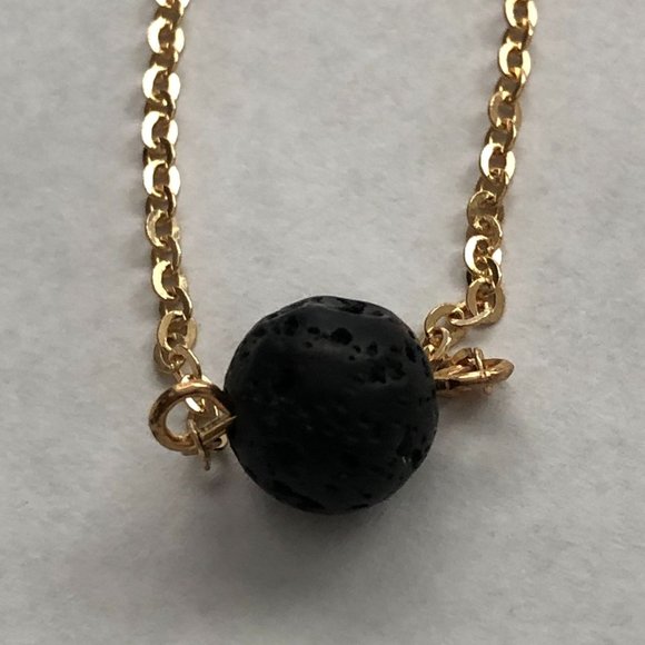 Vitality Humble Lava Stone Gold Colored Necklace 9 Inch Chain 2 Inch Extender - Picture 1 of 6